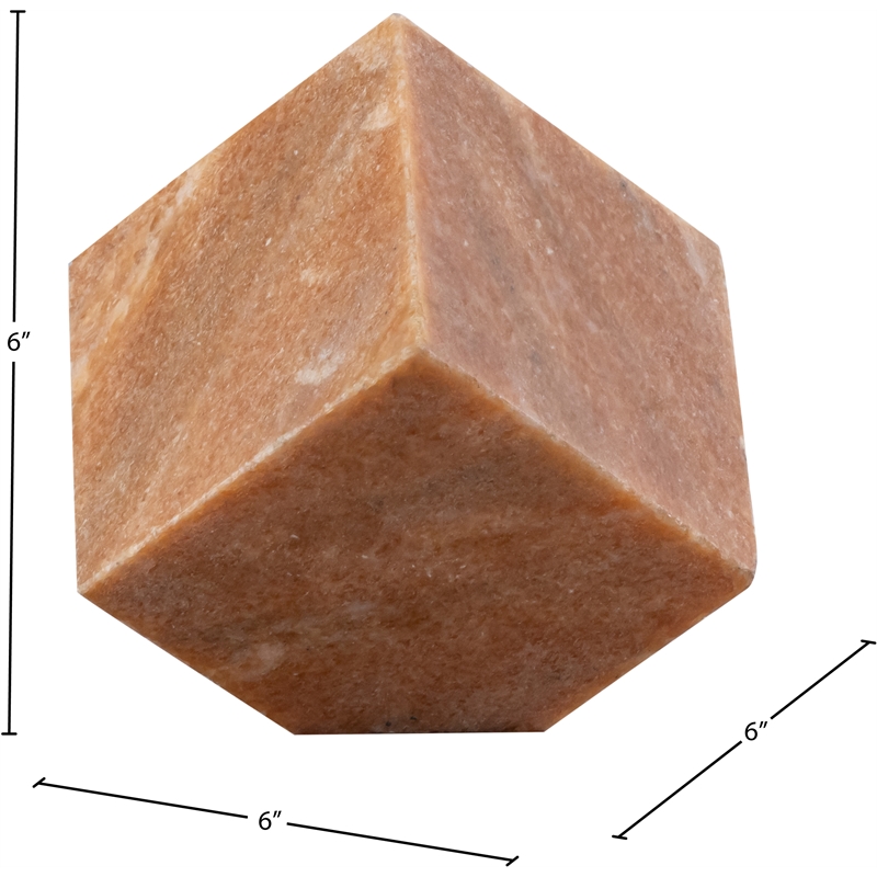 Meridian Furniture Block Pink Marble Decorative Cube