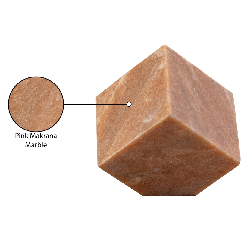Meridian Furniture Block Pink Marble Decorative Cube