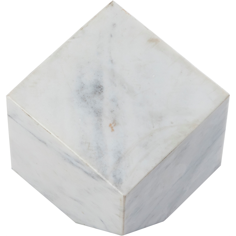 Meridian Furniture Block White Marble Decorative Cube