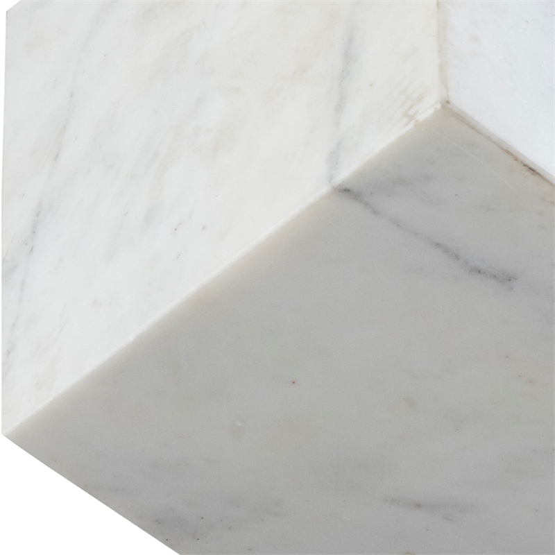 Meridian Furniture Block White Marble Decorative Cube