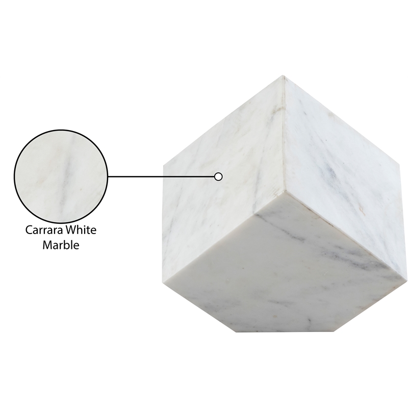 Meridian Furniture Block White Marble Decorative Cube