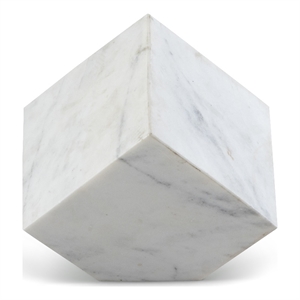 Meridian Furniture Block White Marble Decorative Cube