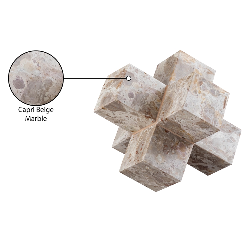 Meridian Furniture Jack Beige Marble Decorative Jack Object