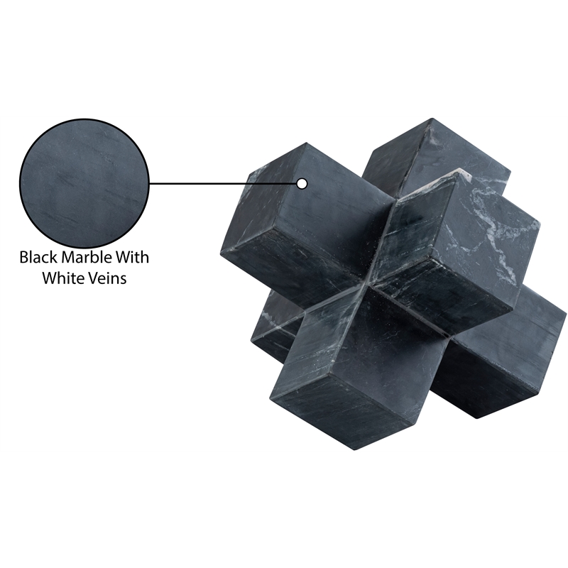 Meridian Furniture Jack Black Marble Decorative Jack Object