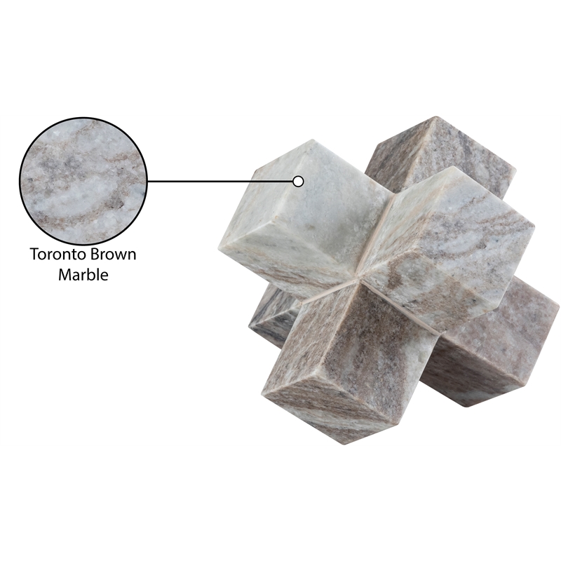 Meridian Furniture Jack Brown Marble Decorative Jack Object