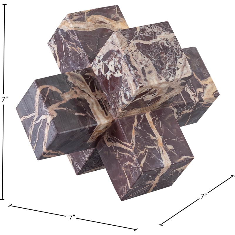 Meridian Furniture Jack Cherry Marble Decorative Jack Object