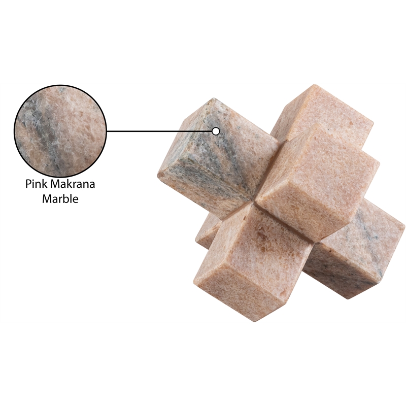 Meridian Furniture Jack Pink Marble Decorative Jack Object
