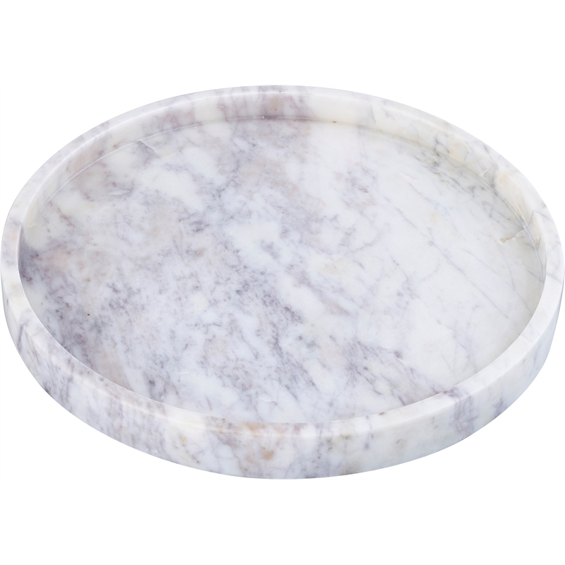 Meridian Furniture Barletta White Round Marble Tray