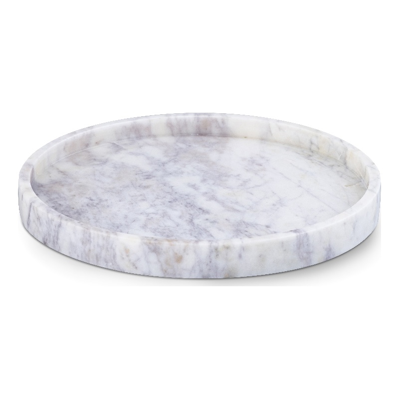 Meridian Furniture Barletta White Round Marble Tray