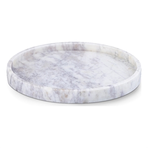 Meridian Furniture Barletta White Round Marble Tray