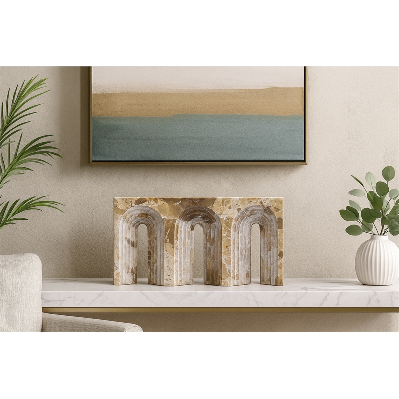 Meridian Furniture Curva Beige Marble Decorative Object