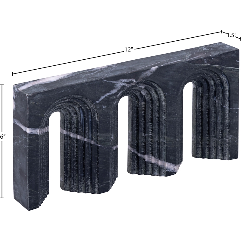 Meridian Furniture Curva Black Marble Decorative Object