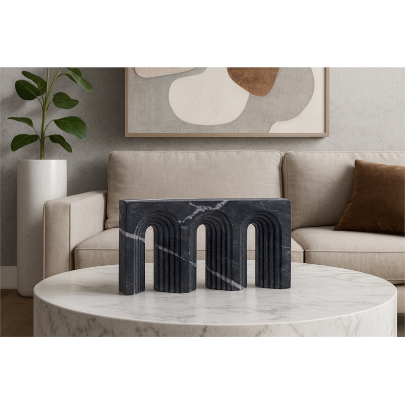 Meridian Furniture Curva Black Marble Decorative Object
