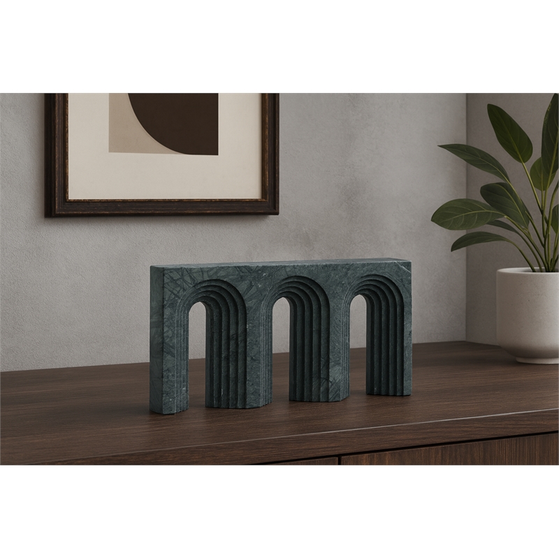 Meridian Furniture Curva Green Marble Decorative Object