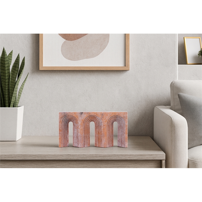 Meridian Furniture Curva Pink Marble Decorative Object