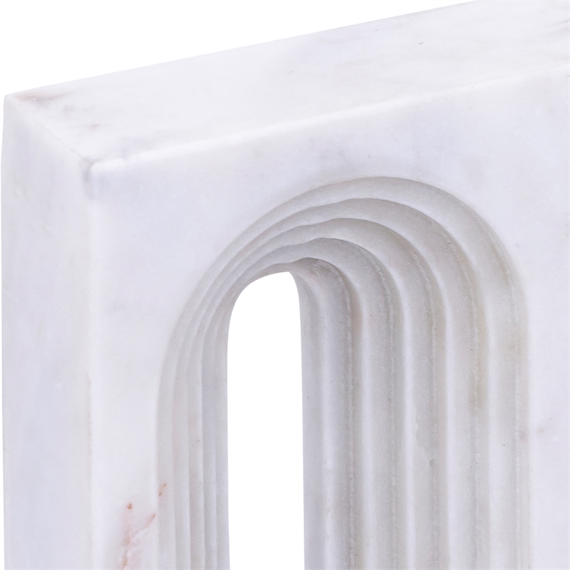 Meridian Furniture Curva White Marble Decorative Object