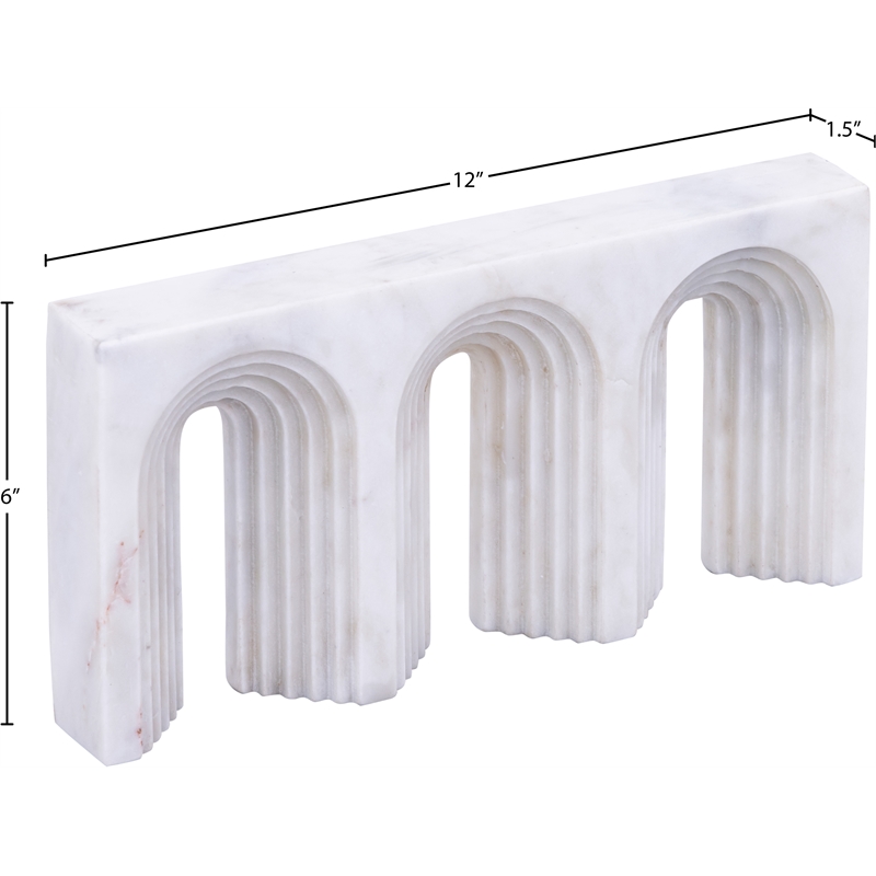 Meridian Furniture Curva White Marble Decorative Object