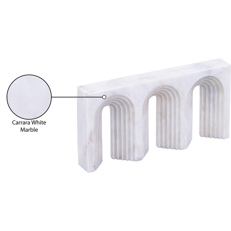 Meridian Furniture Curva White Marble Decorative Object
