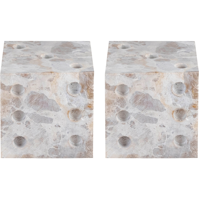 Meridian Furniture Dice Beige Marble Decorative Dice