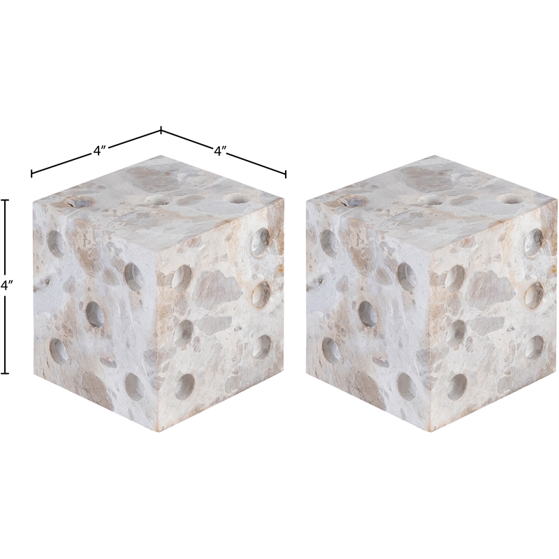 Meridian Furniture Dice Beige Marble Decorative Dice