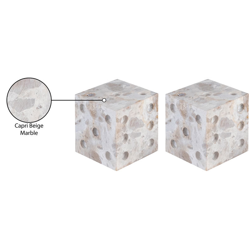 Meridian Furniture Dice Beige Marble Decorative Dice