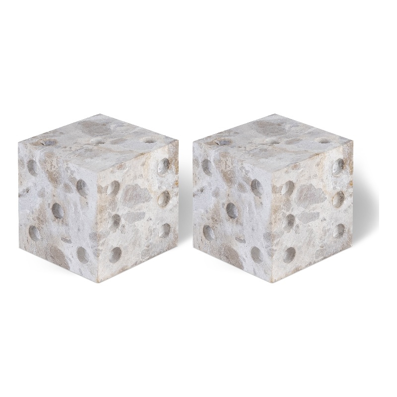 Meridian Furniture Dice Beige Marble Decorative Dice