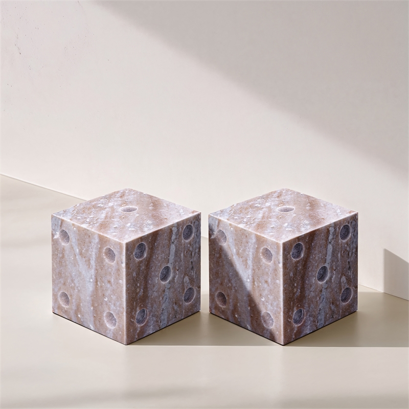 Meridian Furniture Dice Brown Marble Decorative Dice