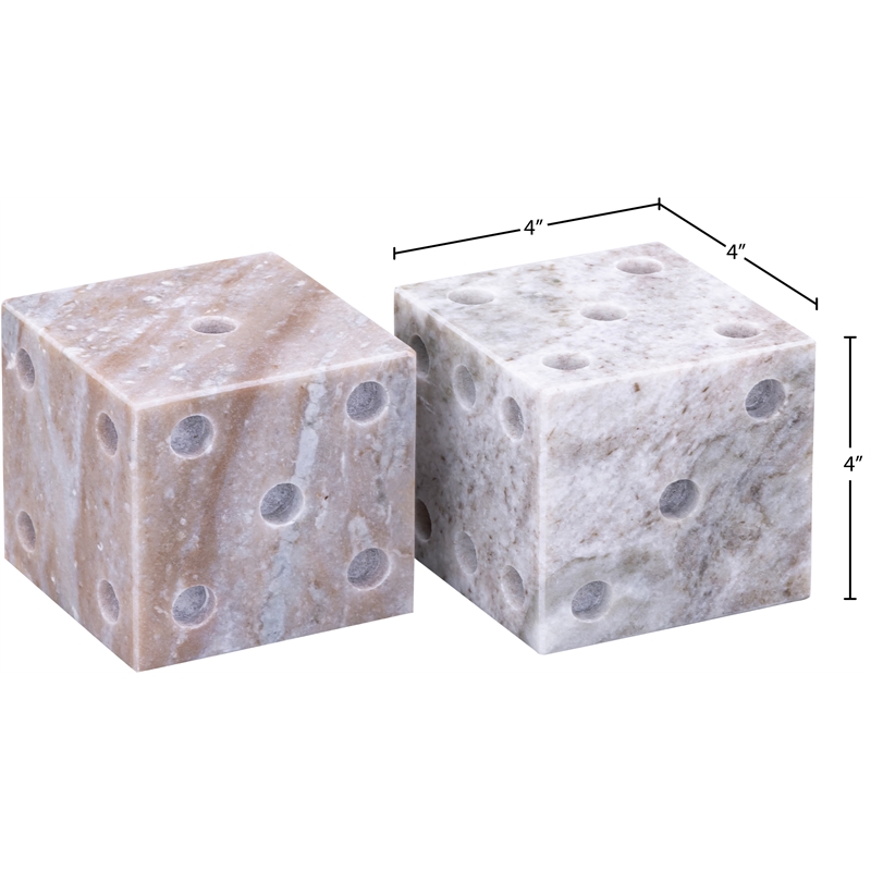 Meridian Furniture Dice Brown Marble Decorative Dice