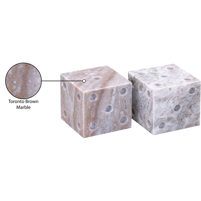 Meridian Furniture Dice Brown Marble Decorative Dice