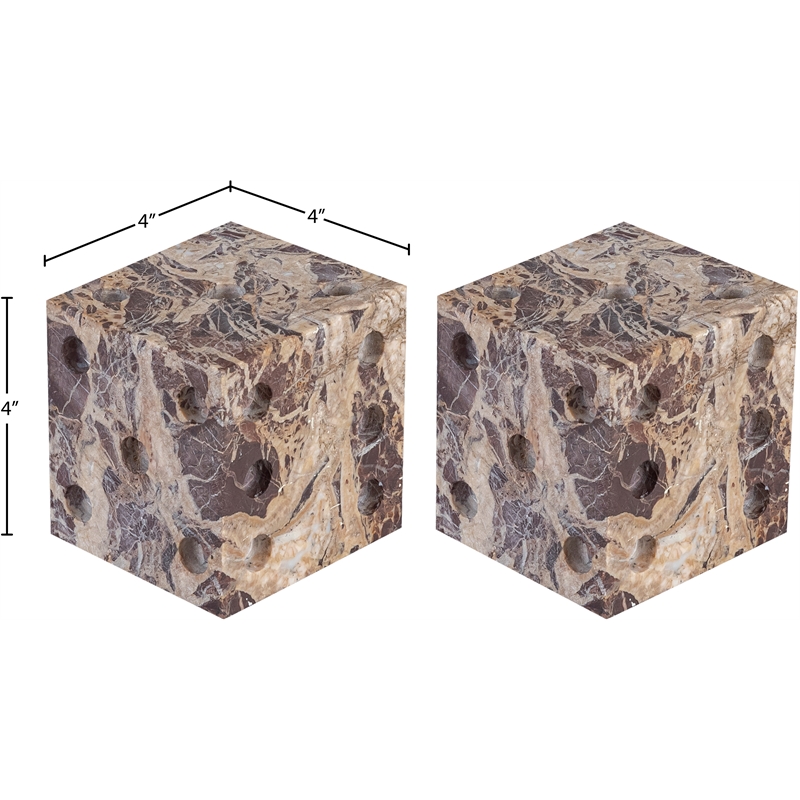 Meridian Furniture Dice Cherry Marble Decorative Dice