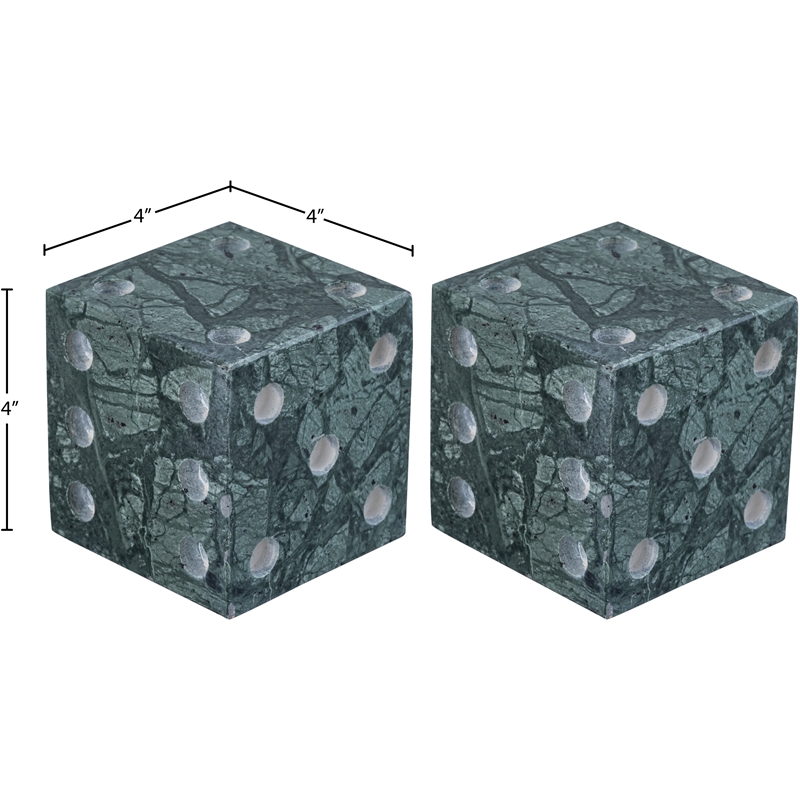 Meridian Furniture Dice Green Marble Decorative Dice