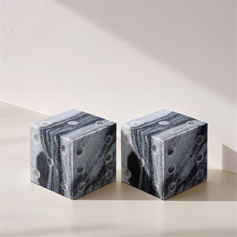 Meridian Furniture Dice Panda Marble Decorative Dice