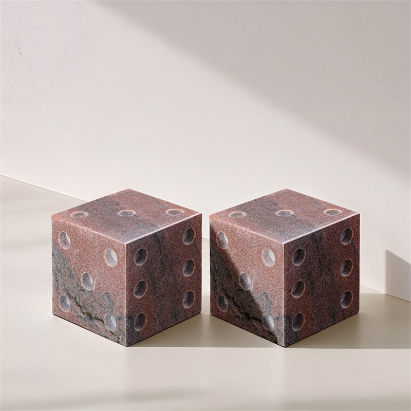 Meridian Furniture Dice Pink Marble Decorative Dice