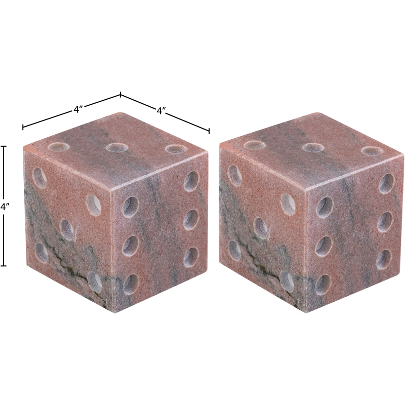 Meridian Furniture Dice Pink Marble Decorative Dice