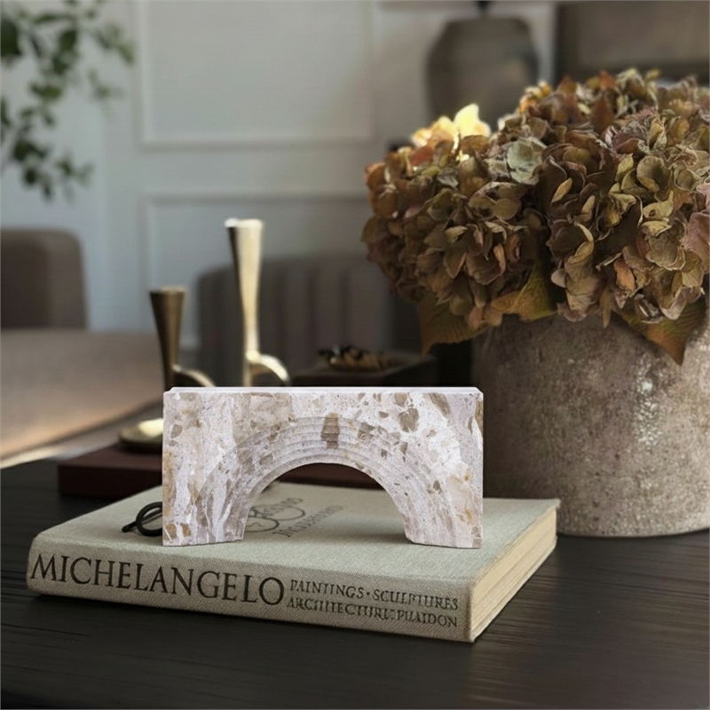 Meridian Furniture Cambre Beige Marble Decorative Object