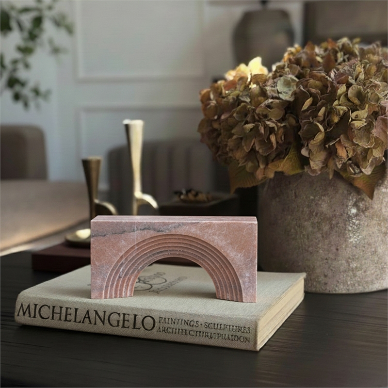 Meridian Furniture Cambre Pink Marble Decorative Object