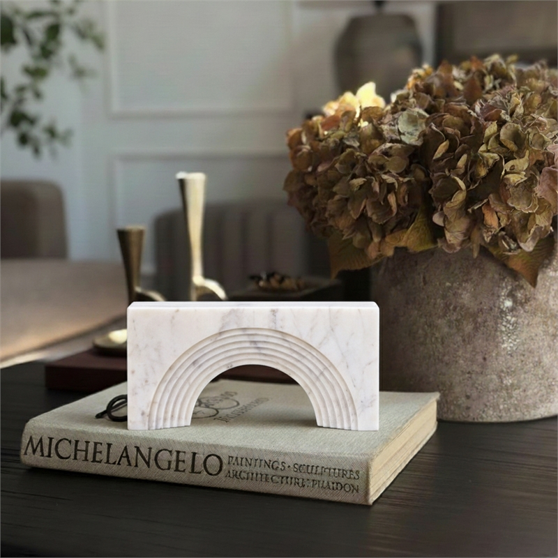 Meridian Furniture Cambre White Marble Decorative Object