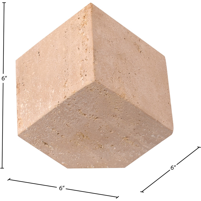 Meridian Furniture Block Beige Travertine Decorative Cube
