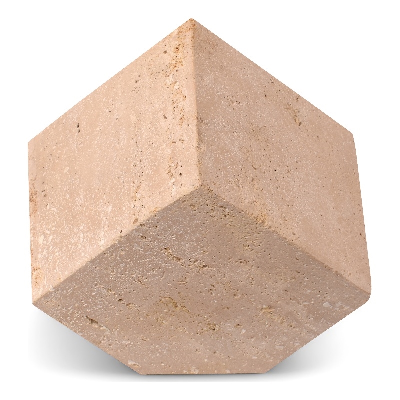 Meridian Furniture Block Beige Travertine Decorative Cube
