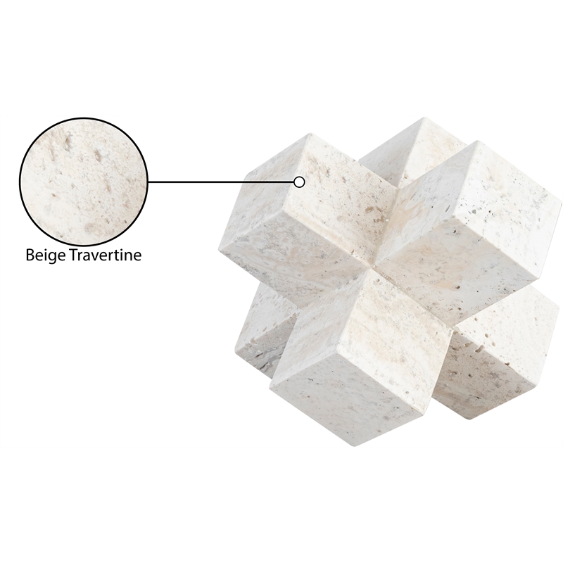 Meridian Furniture Jack Beige Travertine Decorative Jack Object