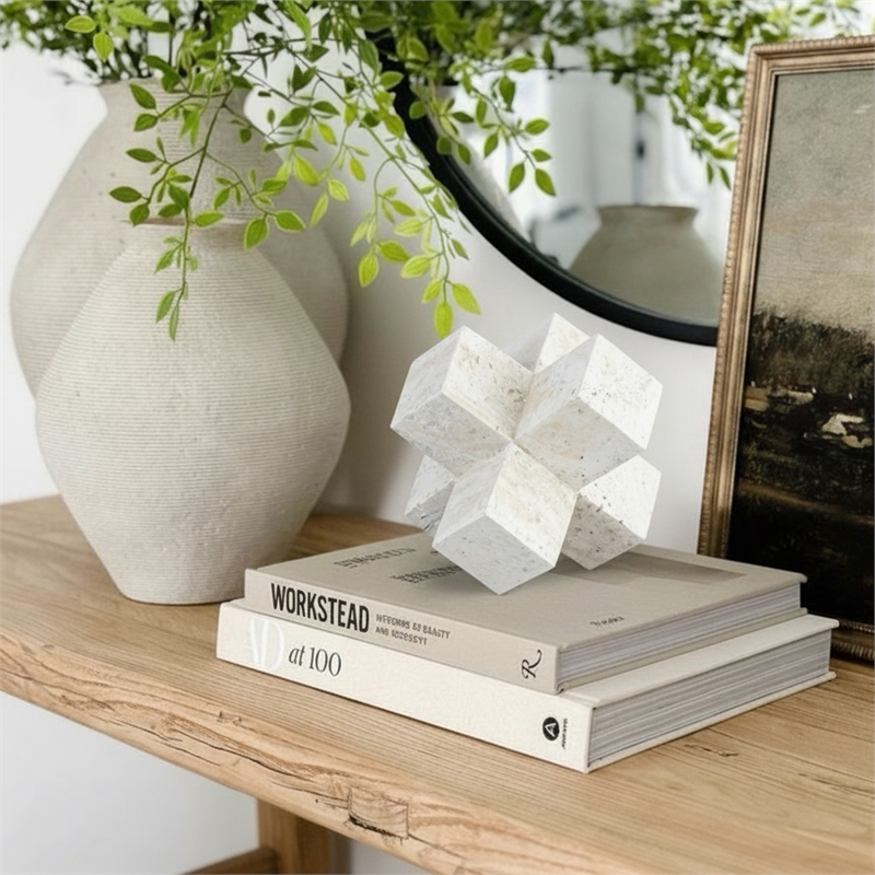 Meridian Furniture Jack Beige Travertine Decorative Jack Object