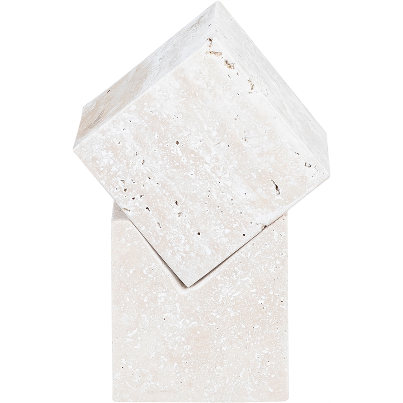 Meridian Furniture Quad Beige Travertine Decorative Cube