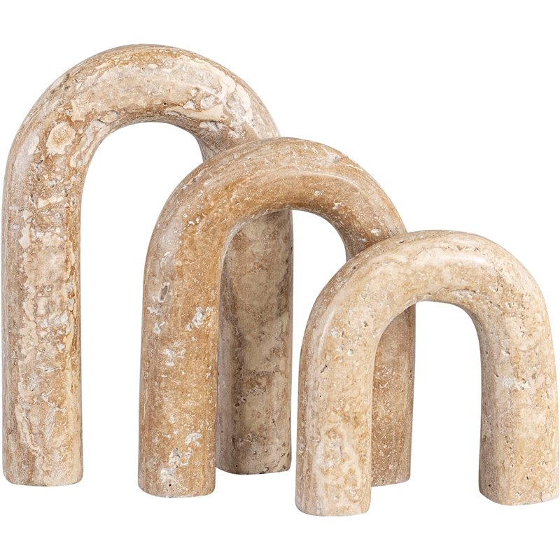 Meridian Furniture Arco Beige Travertine 3pc. Decorative Object