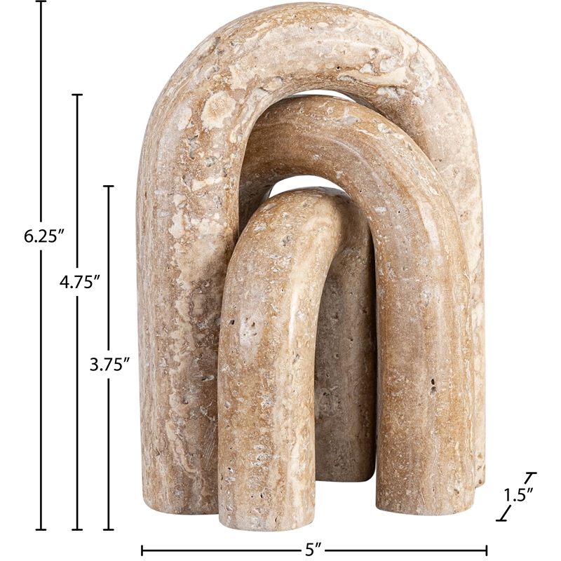 Meridian Furniture Arco Beige Travertine 3pc. Decorative Object