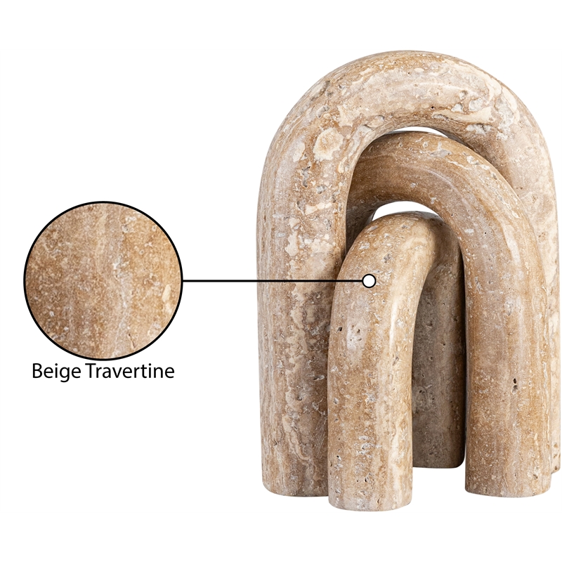 Meridian Furniture Arco Beige Travertine 3pc. Decorative Object