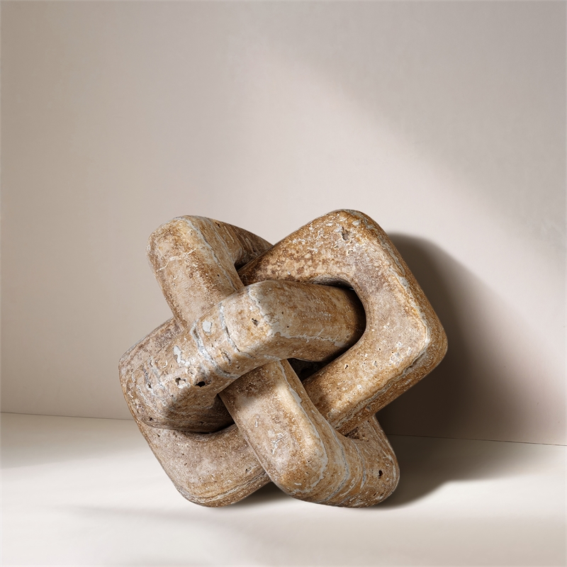 Meridian Furniture Bond Beige Travertine Decorative Knot