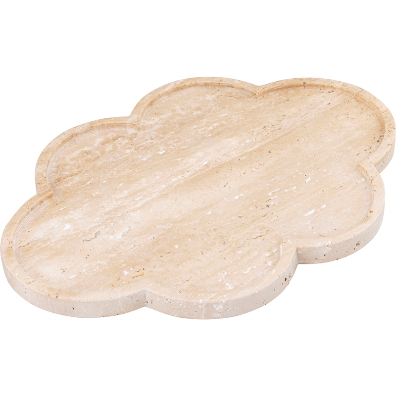 Meridian Furniture Rimini Beige Clover Shaped Travertine Tray