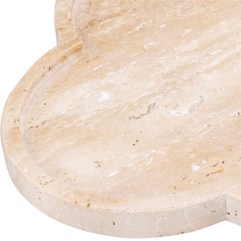 Meridian Furniture Rimini Beige Clover Shaped Travertine Tray