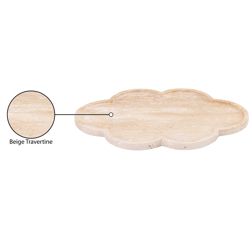 Meridian Furniture Rimini Beige Clover Shaped Travertine Tray