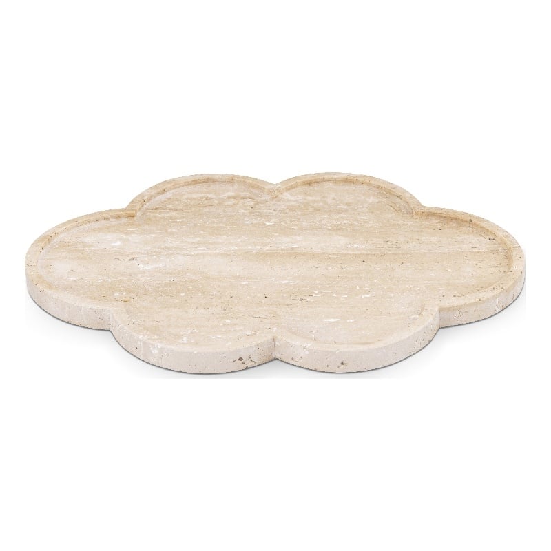 Meridian Furniture Rimini Beige Clover Shaped Travertine Tray